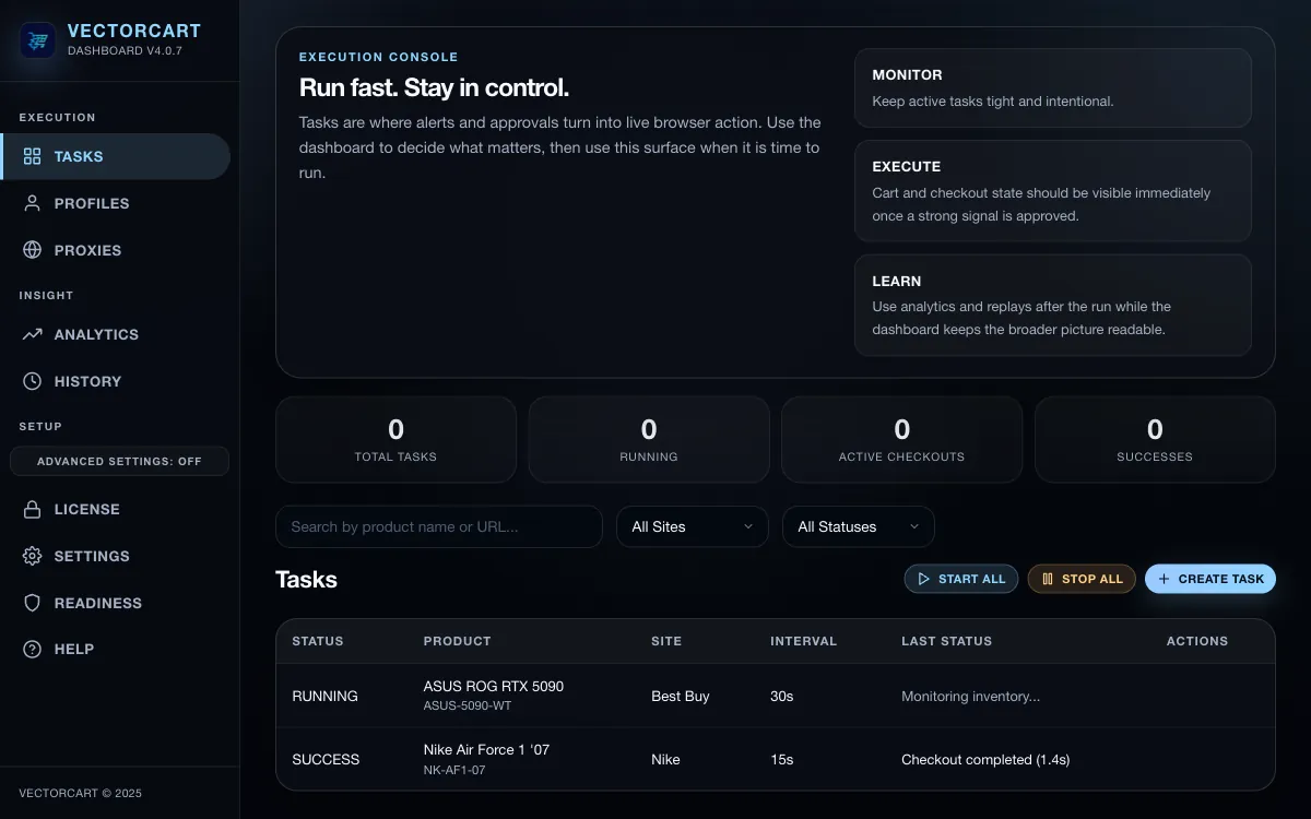 Vectorcart extension execution console