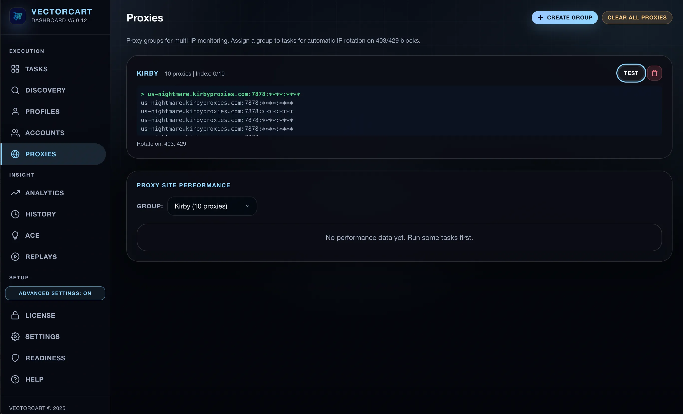 Vectorcart bulletproof proxies table grouping ISP and Residential networks