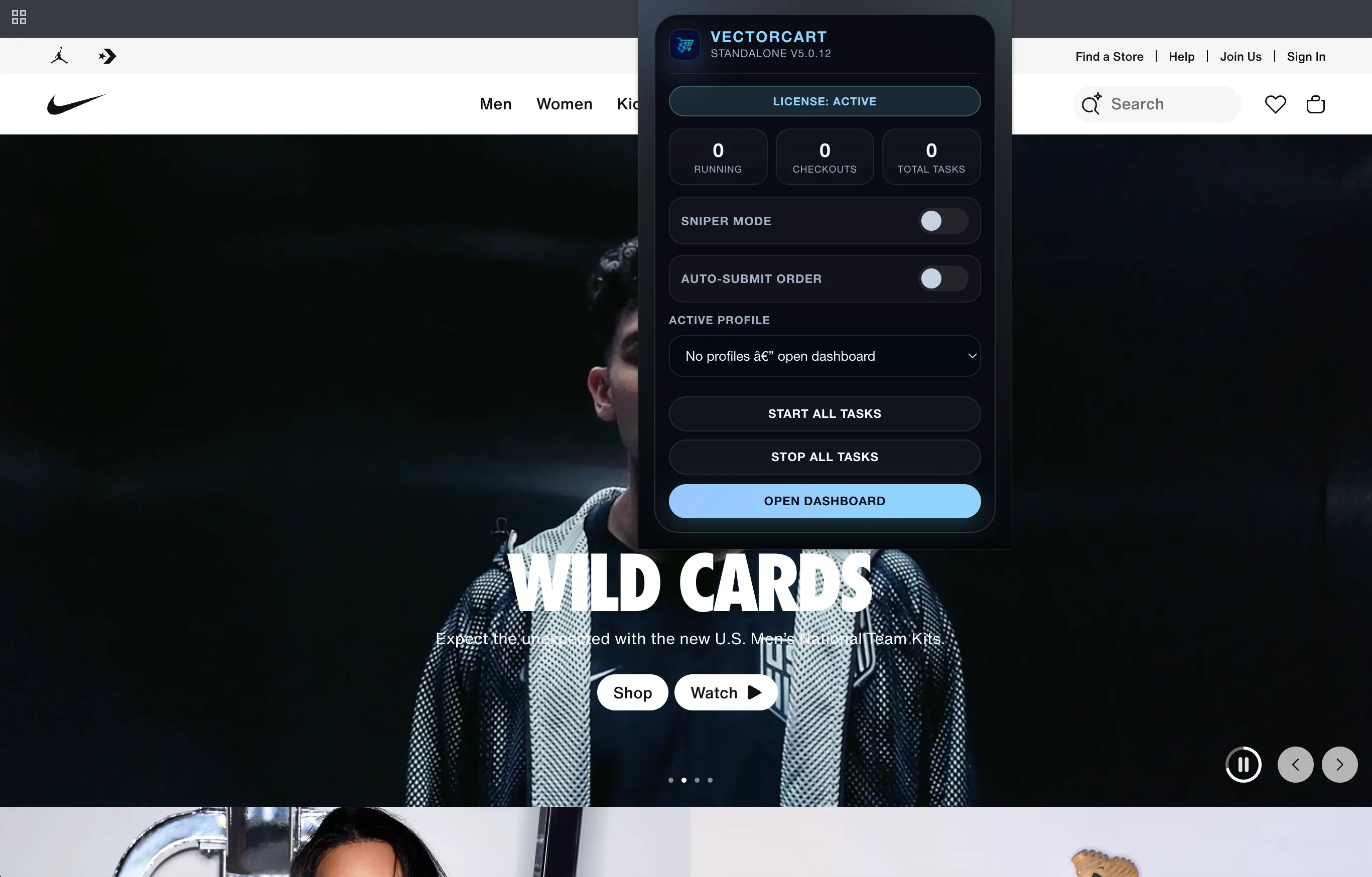Vectorcart popup controls screenshot