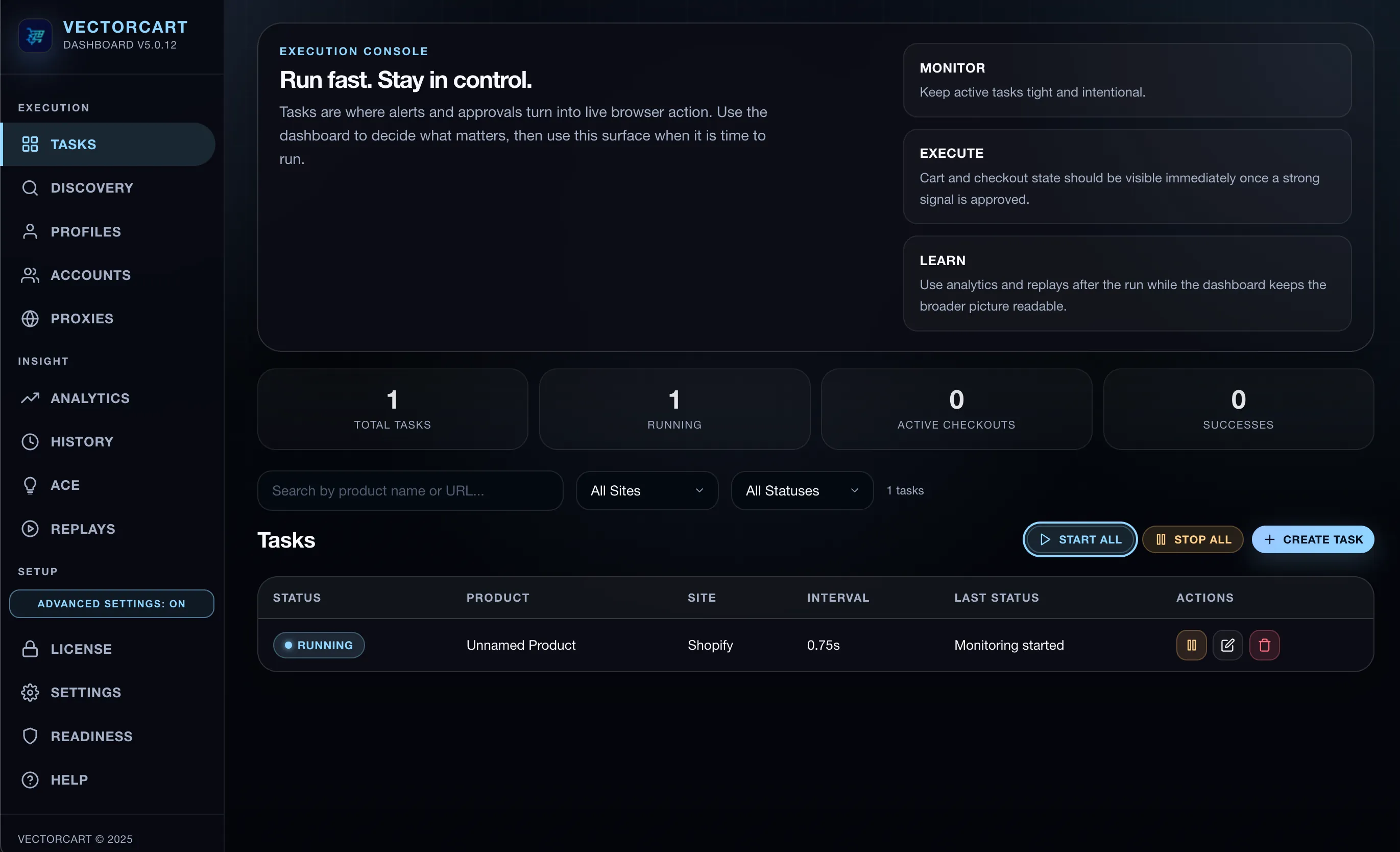 Vectorcart create task modal screenshot
