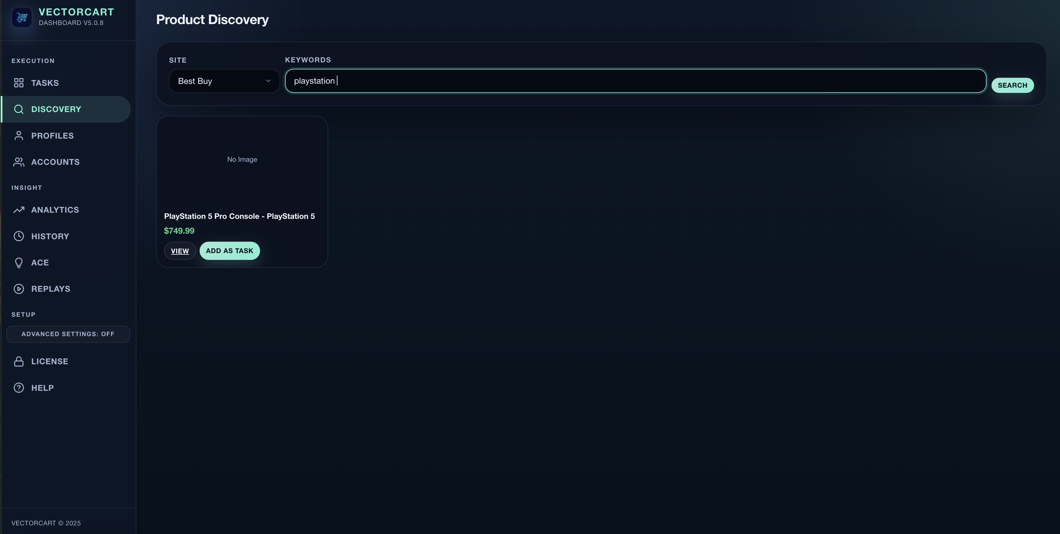 Vectorcart add account modal for store credentials